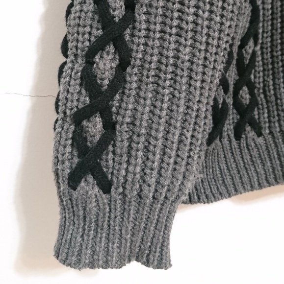 Very J Unique Lace Up Chunky Knit Sweater - Picture 4 of 7